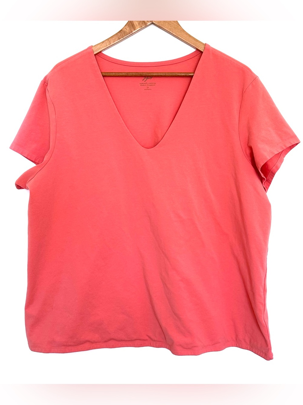 J.Jill Plus Shirt Women’s 3X Coral Short Sleeve Pullover V Neck Top
